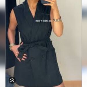 Jason Wu Linen Collared Double Breasted Sleeveless Belted Mini Dress NWOT